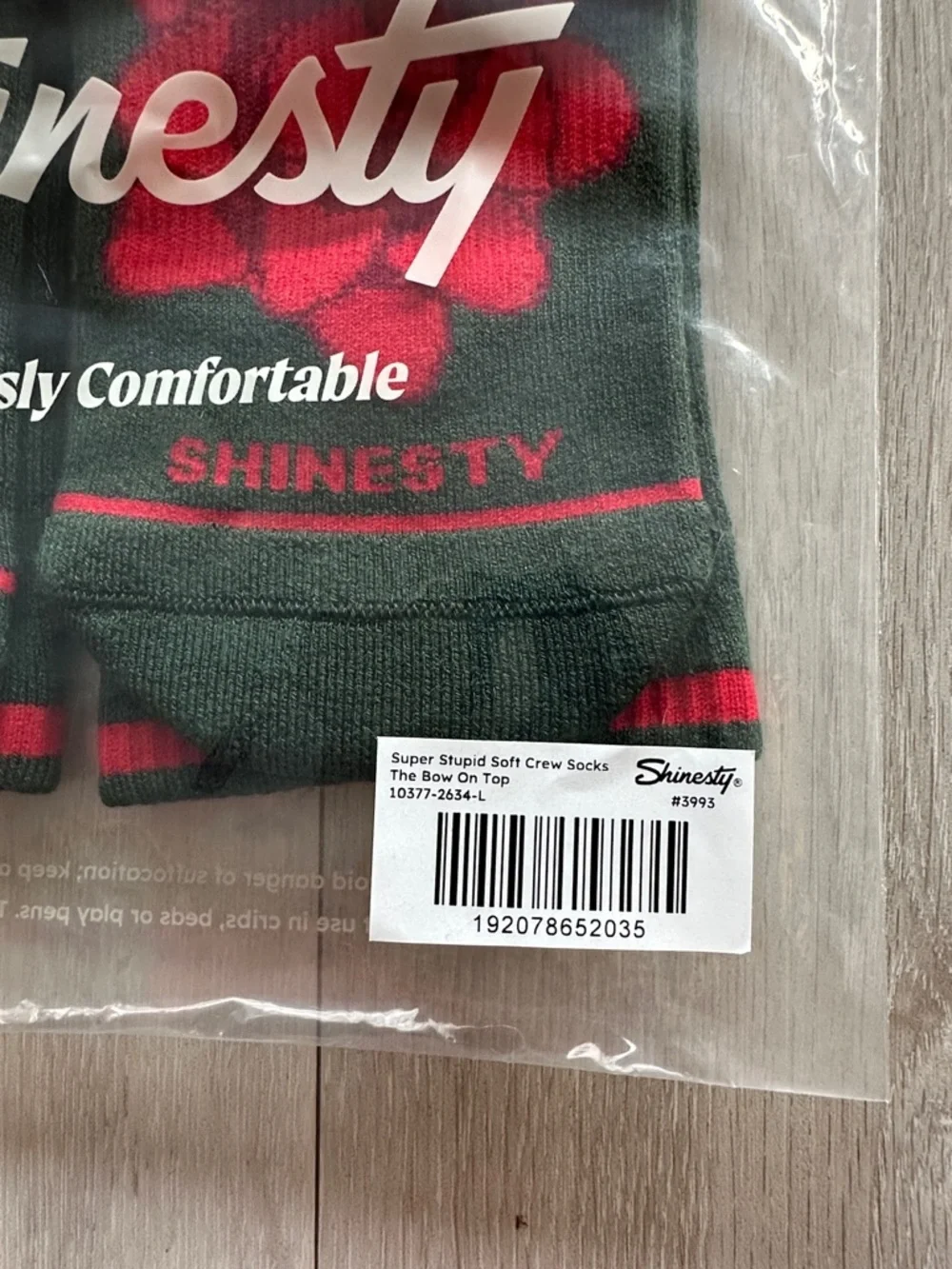 Shineaty Super Stupid Soft Crew Socks The Bow On Top Green L NWT IN PKG